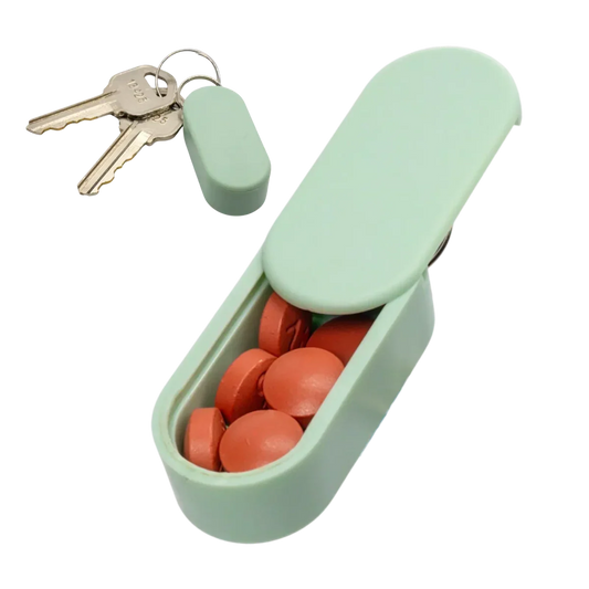 Open mint Pill Pod magnetic keychain pill holder
